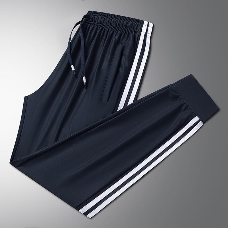 Men's Casual Ice Silk Pants - Lightweight, Loose-Fit, Breathable Three-Stripe Design, Perfect for Summer Outdoor Sports. L (45-55 kg)