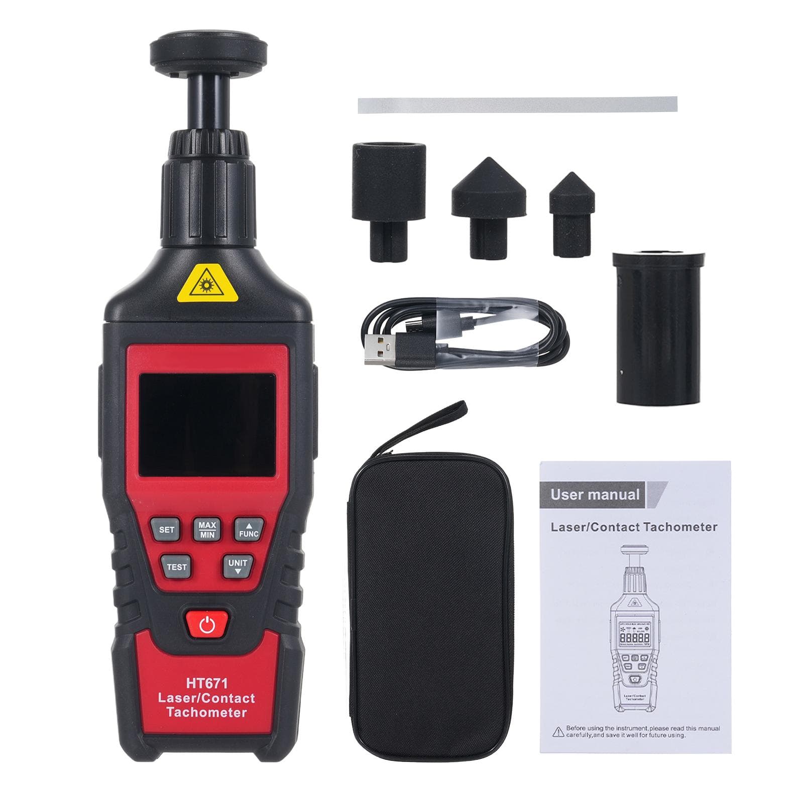 Digital Tachometer 2-in-1 Tachometer Photoelectric Sensor Tachometer Record Max Min Values
