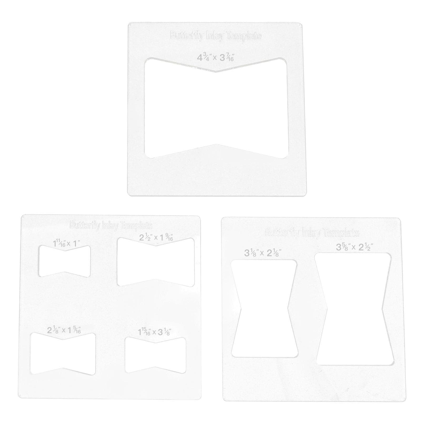 3Pcs 6x6 Inches Butterfly Key Inlay Template Router and Decorative Templates for Woodworking