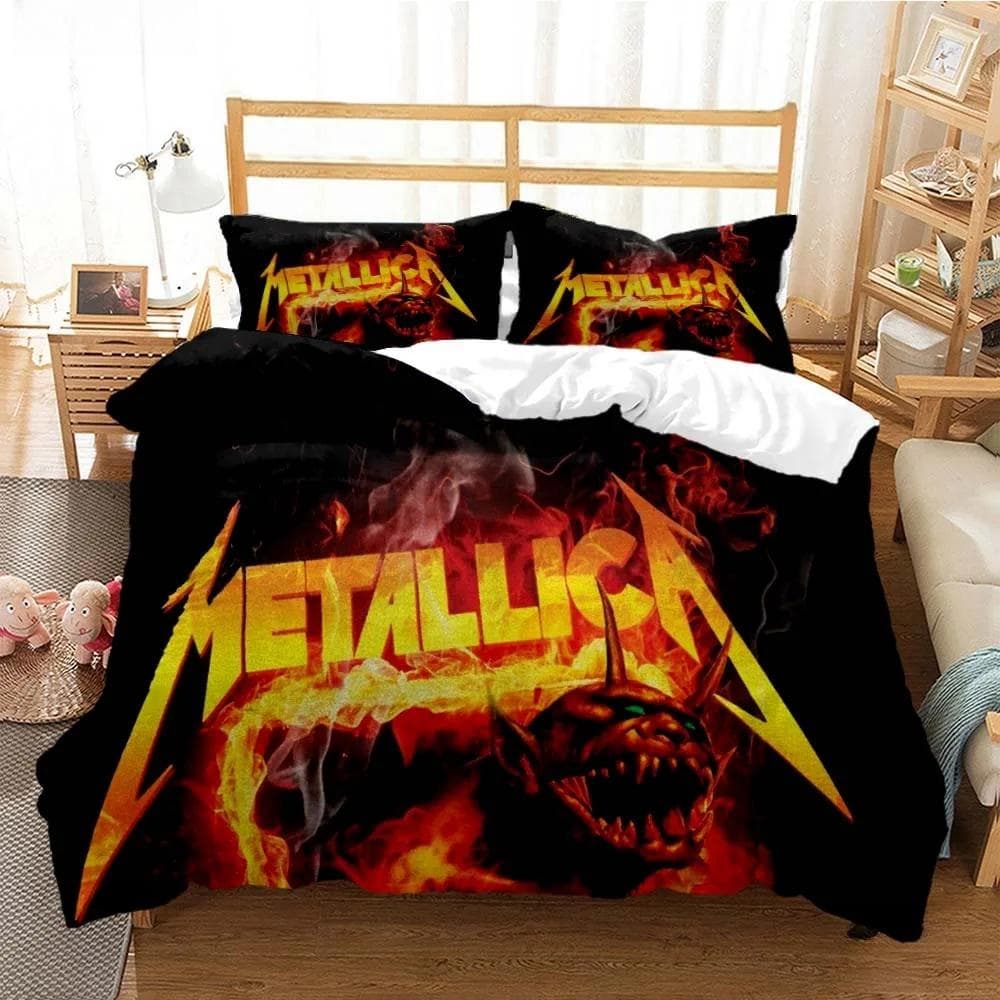 Metal Music Band M-Metallica Bedding Set Single Twin Full Queen King Size Bed Set Adult Kid Bedroom Duvet cover Set Home Textile EU Twin 135x200cm
