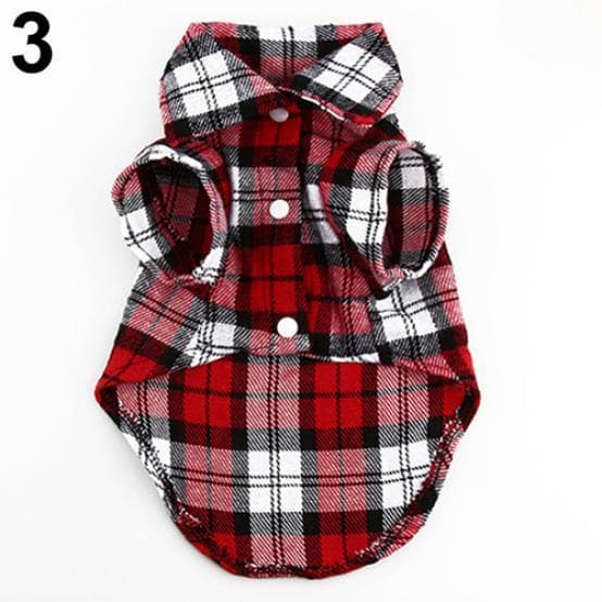Small Pet Dog Plaid Shirt Lapel Coat Cat Jacket Clothes Costume Top Apparel XS red