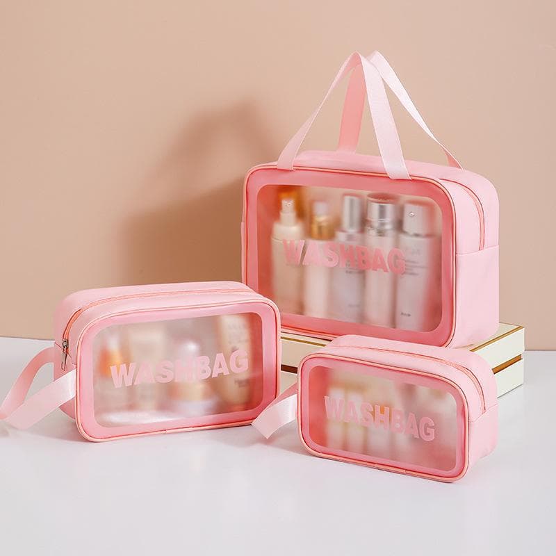 Waterproof Travel Toiletry Bag - Large Capacity Portable Cosmetic Organizer Medium 25*8*14 pink