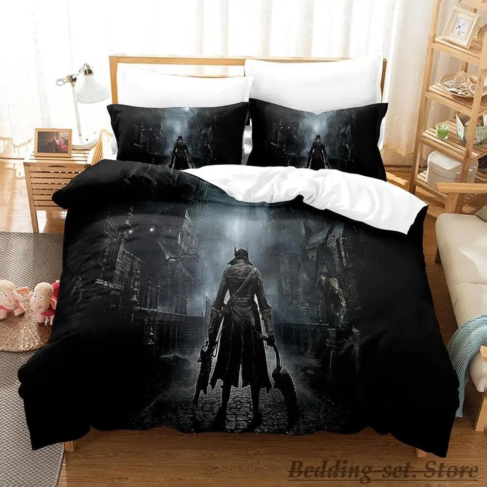 New Bloodborne Lady Bedding Set Single Twin Full Queen King Size Bed Set Adult Kid Bedroom Duvetcover Sets Anime Game EU Single 135x200cm