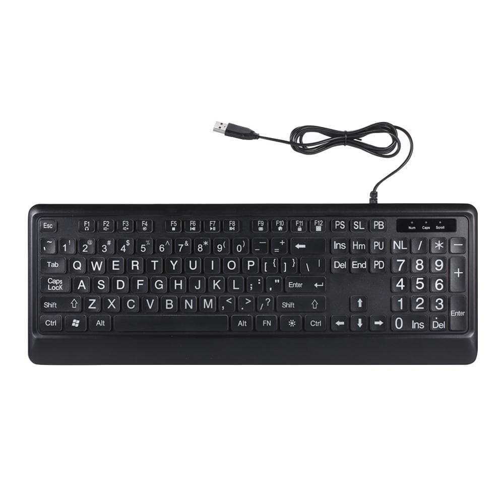 USB Interface Large Print Backlit Wired Keyboard