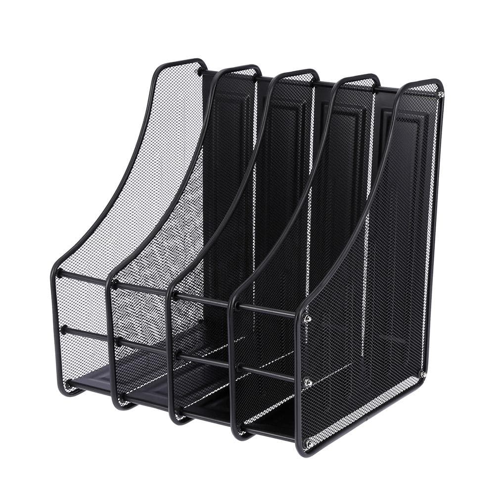 4 Slots Metal Magazine Book File Stand Organizer Sorter Vertical Holder Office Home School