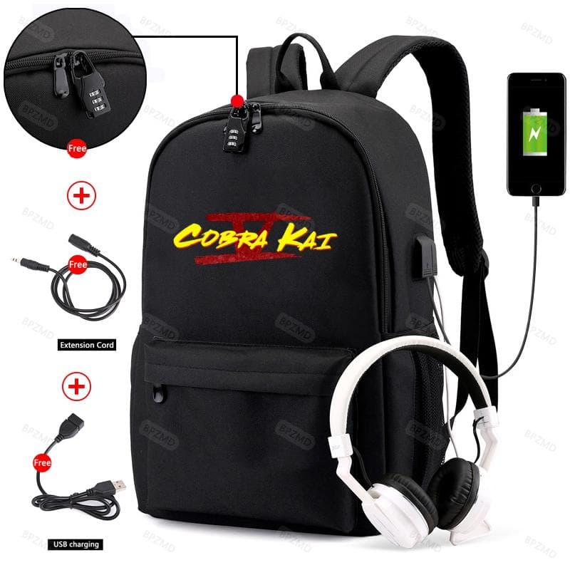 Waterproof Anti-Theft Cobra Kai 5 Backpack for School Teen Boys Girls Student Canvas Backpacks Usb Charging Men Women Travel Bag