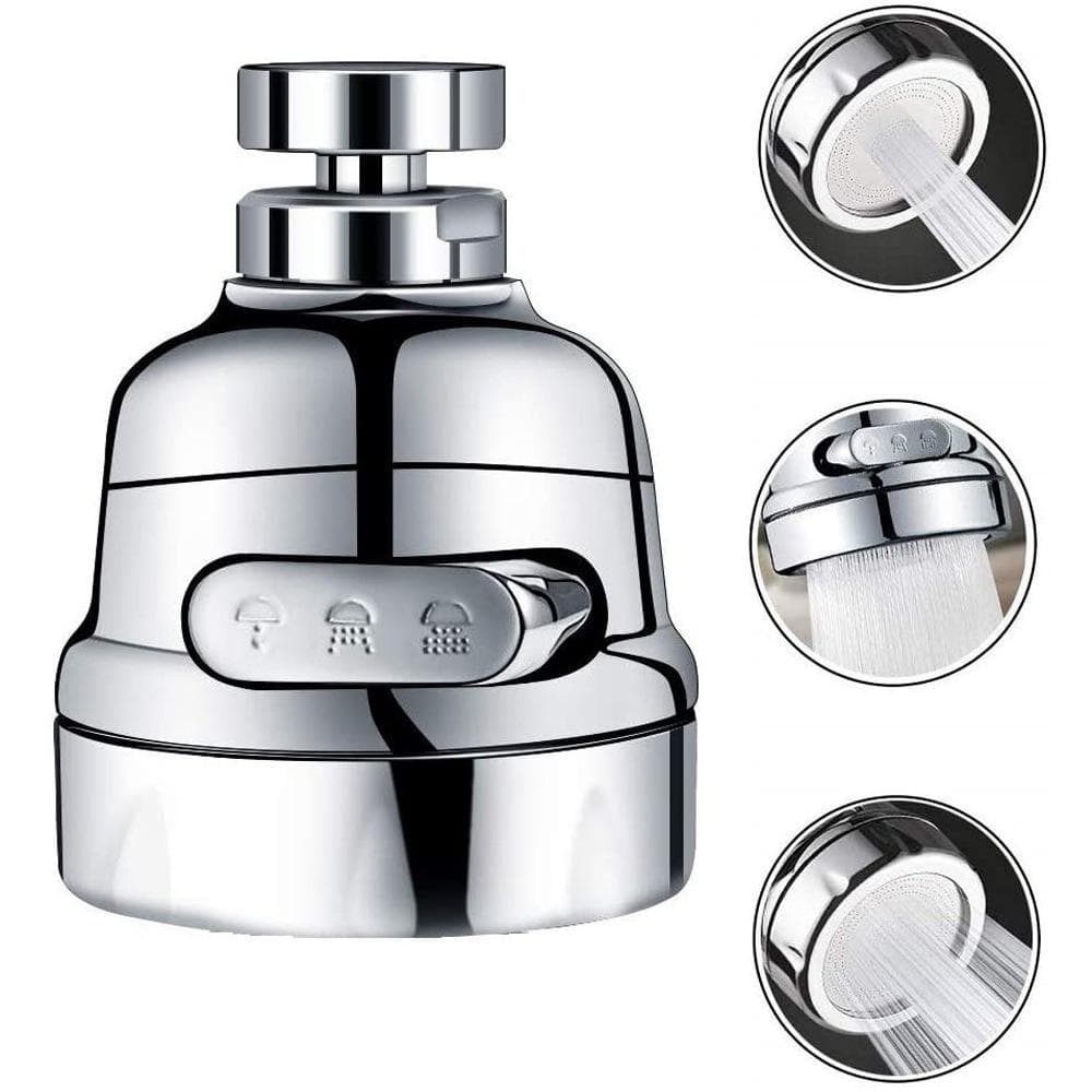 Kitchen Faucet Aerator Adjustable 3 Mode Sprayer Filter Diffuser Water Saving Nozzle Bath Faucet Connector silver