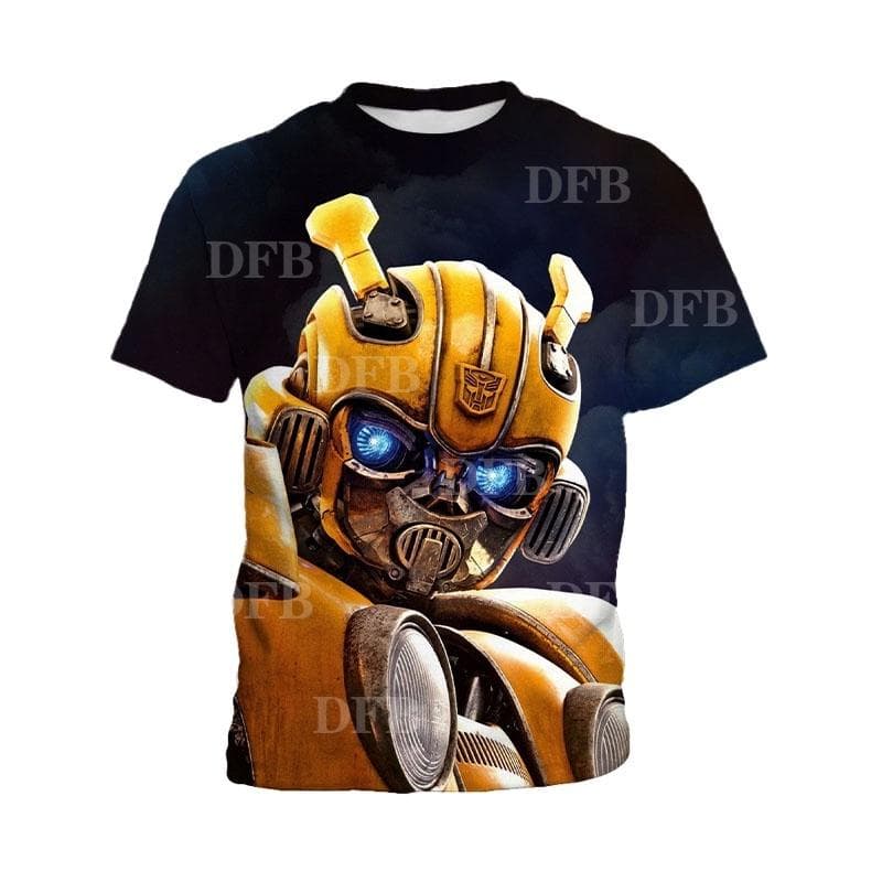 Transformers Bumblebee 3D printed children's T-shirt summer new short sleeved handsome boy short sleeved 3-13 years old 130