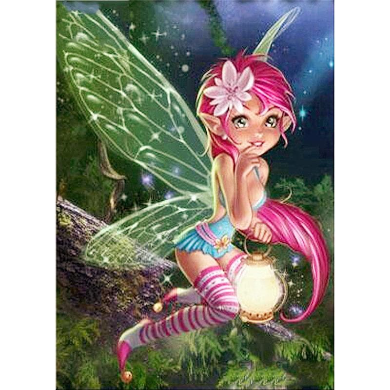 Full Round Diamond Embroidery Pattern Cross Stitch Elf Fairy Diamond Painting Home Decor 20X30CM