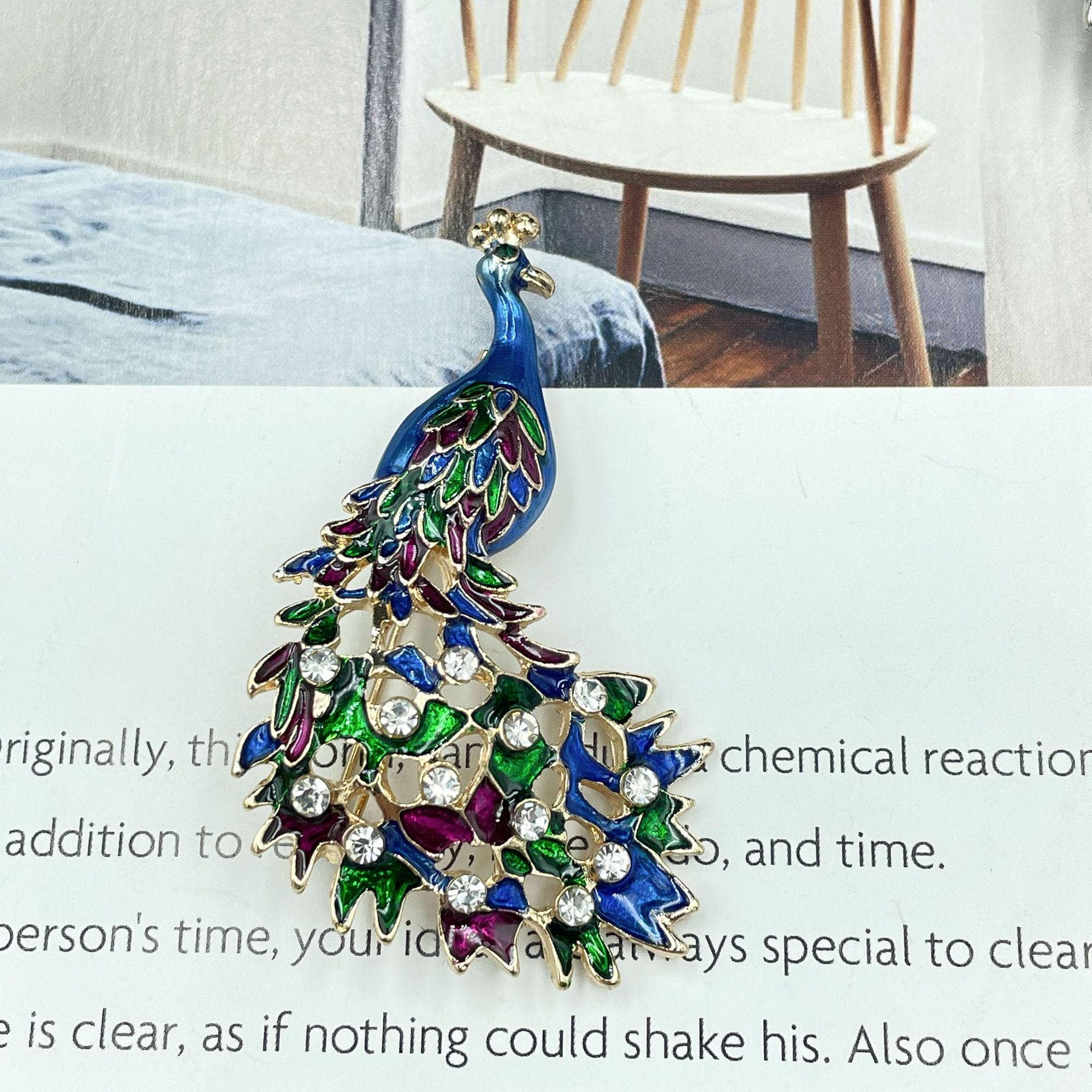 Vintage Peacock Diamond Painting Brooch for Hanfu and Cheongsam