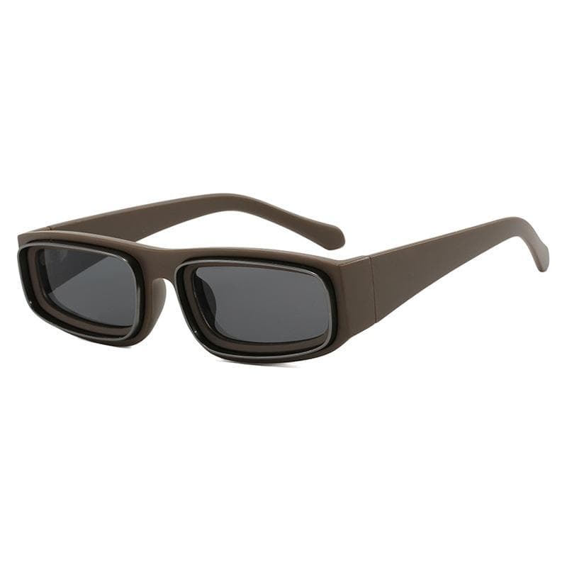 New Retro Narrow Frame Rectangular Women Sunglasses Y2K Personality Brand Leopard Camouflage Design UV400 Protection as picture