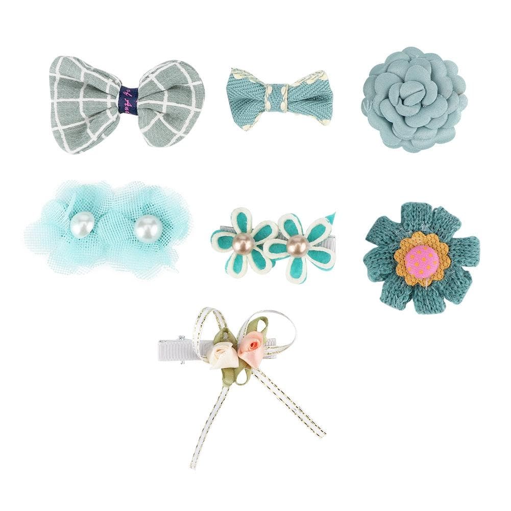 7PCS Cloth Exquisite Compact Gift Box Pet Hair Clip Hairpin Headwear Accessory for Small Dogs Cats2 Type 2