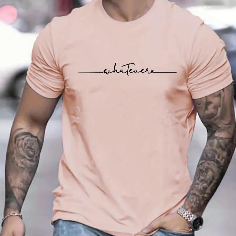 Men's 100% Pure Cotton Summer Loose Size Letter Pattern Printed  Casual Comfortable Round Neck Short Sleeved T-shirt Top T-Shirts Men’s 3XL