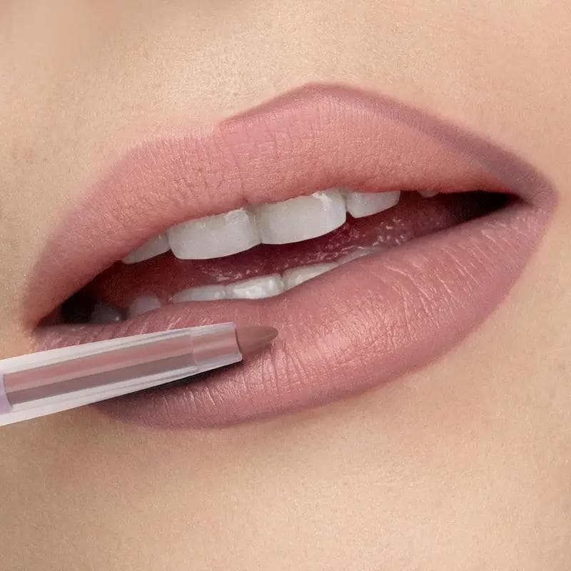 2-in-1 Lip Liner Waterproof Long Lasting Matte Lipstick Pencil Nude Pink Purple Lips Outline Makeup Crayon Stick Lip Tint Line Cosmetic 03