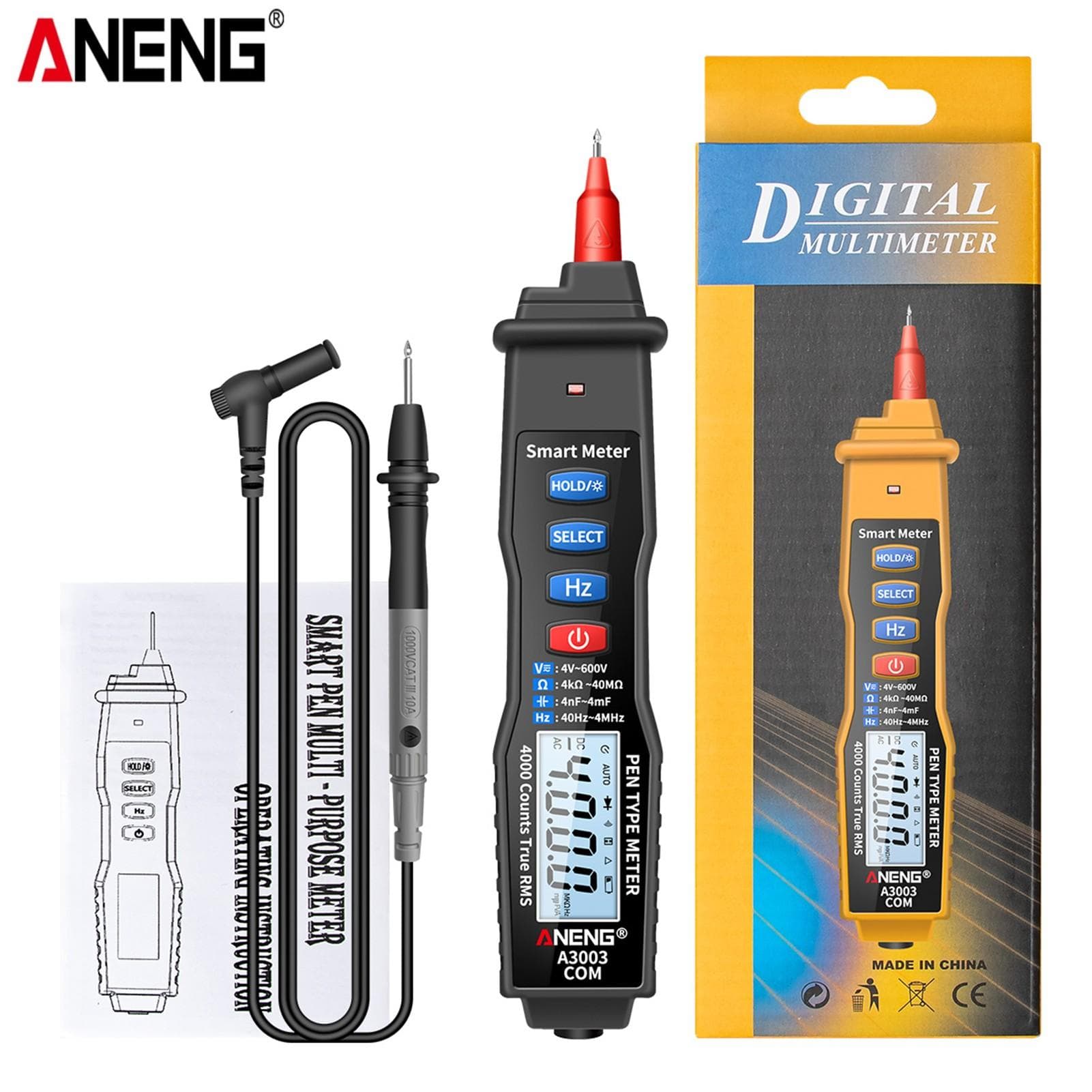 ANENG Digital Pen Multimeter NCV AC/DC Voltmeter Ohmmeter Resistance Capacitance Frequanecy Live black