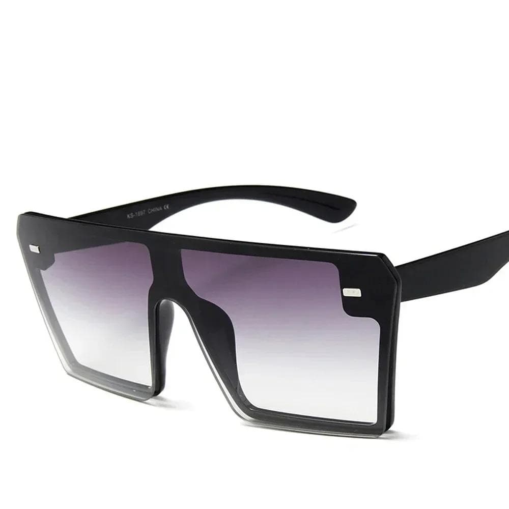 XaYbZc Oversized Square Sunglasses Women Luxury Brand Fashion Flat Top Red Black Clear Lens One Piece Men Gafas Shade As Picture