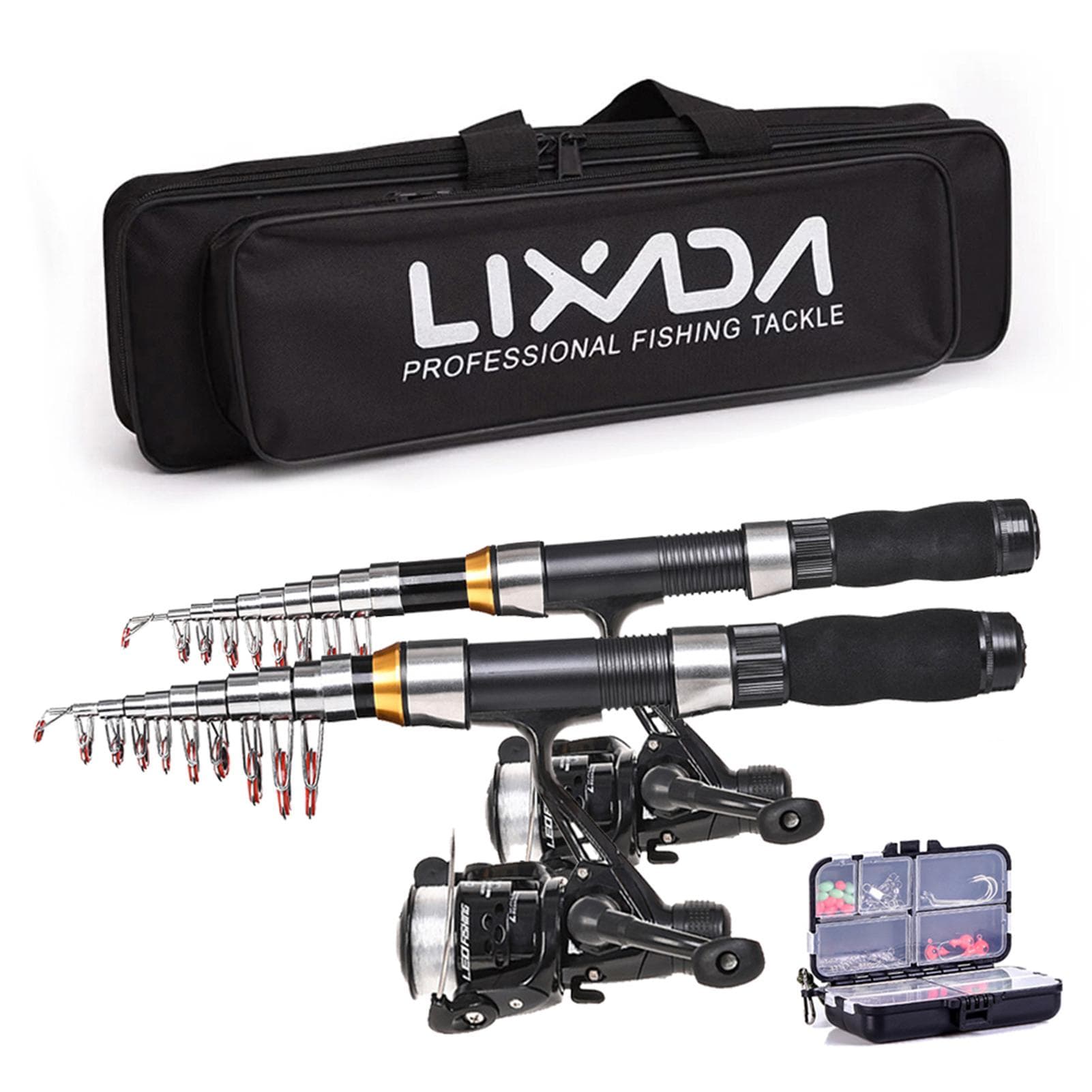 Lixada Fishing Rod Reel Combo Full Kit 2.1m/2.3m Telescopic Fishing Rod Spinning Reel Set with 2.1m & 2.3m rod