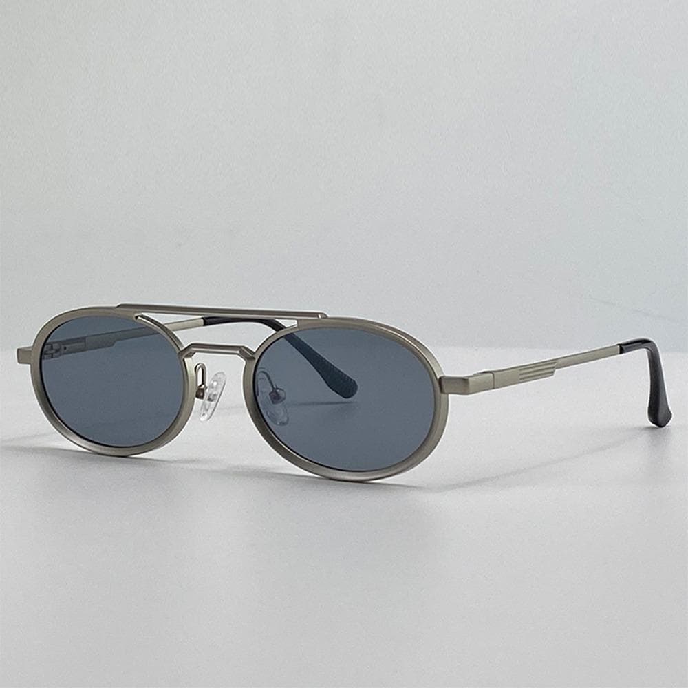 Small Steampunk Sunglasses Oval Luxury Brand Double Bridge Shades Metal Frame UV400 Sun Glasses for Women