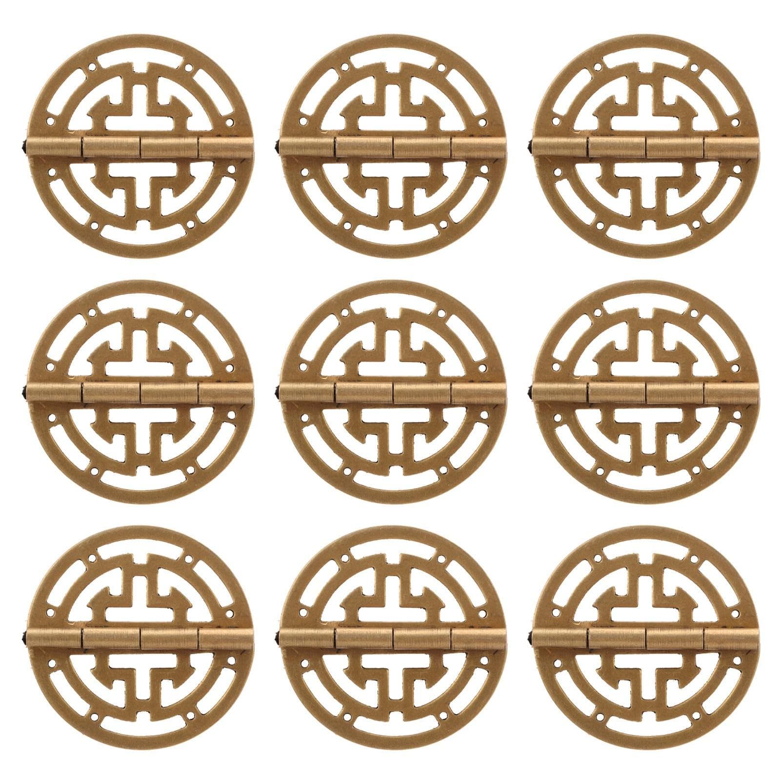 10 Sets Bronze Round Brass Hinges Antique Style Corrosion Resistant Jewelry Box Hinge for Cabinets