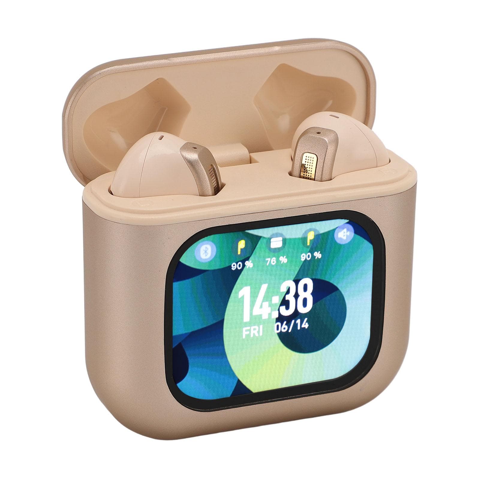 Wireless Earbuds with Touchscreen Charging Case Half In Ear ENC Call Noise Reduction Type C gold