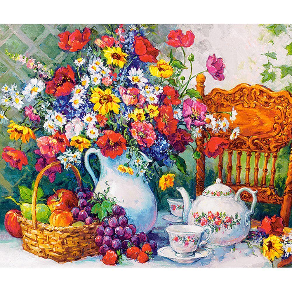 5D DIY Diamond Painting Flowers and Vase Embroidery Cross Stitch Rhinestone Mosaic Home Decor 20X30CM