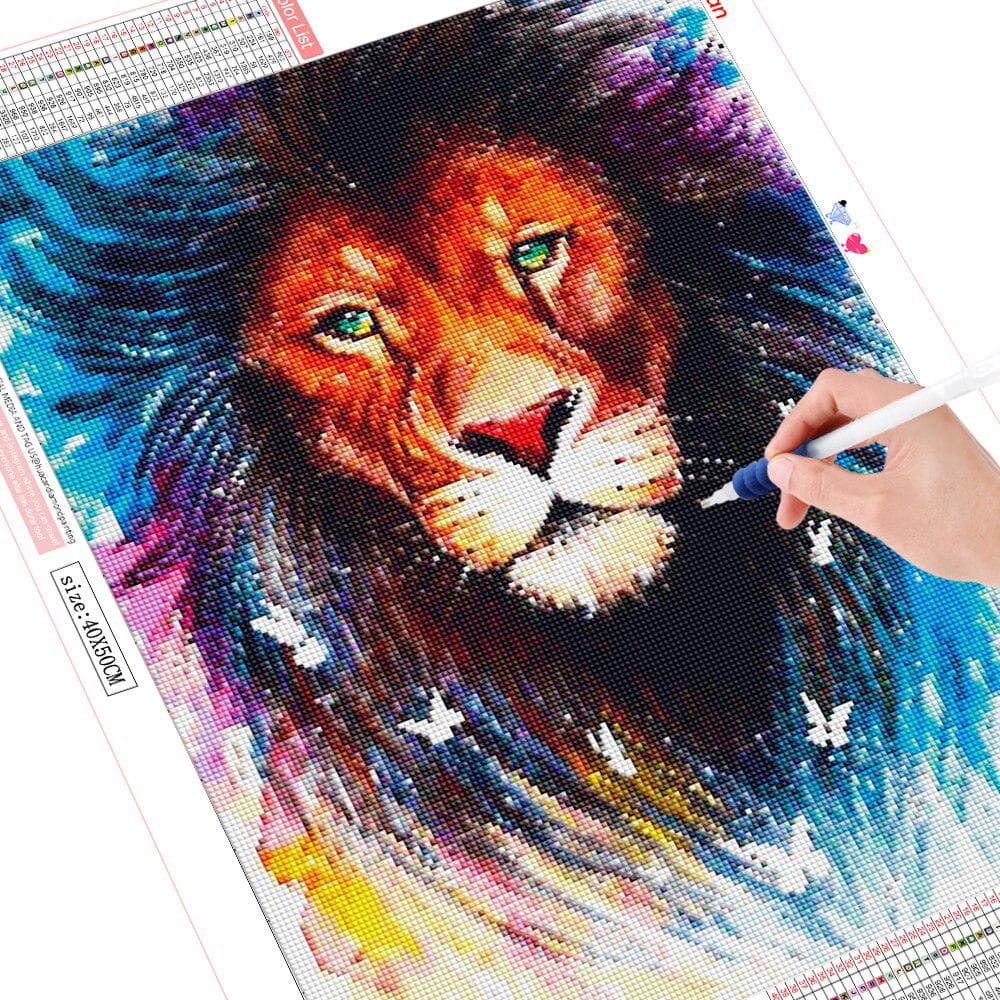 5D DIY Diamond Painting Cross Stitch Lion Full Drill Diamond Mosaic Animal Embroidery 20X30CM