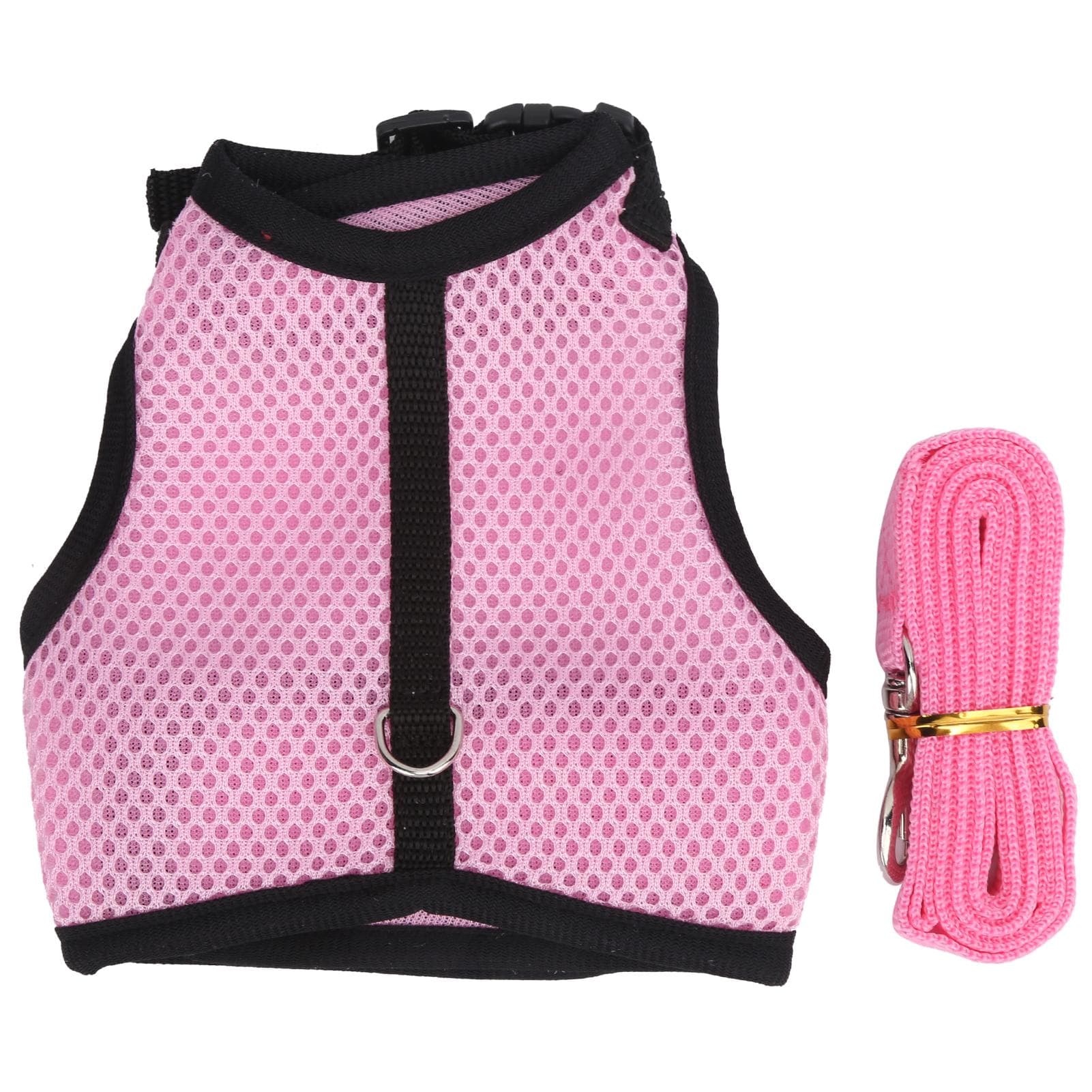 Pet Pink Mesh Traction Harness Chest Back with Leash for Rabbit Guinea Pig Pet SupplyL Pink M pink