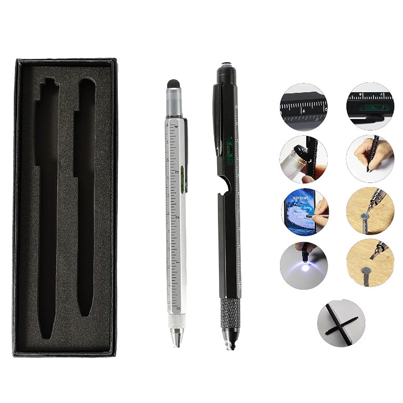 9 in 1 Multi Tool Pen Set Portable Multifunction Pen with LED Light Gift for Men Husband Father s