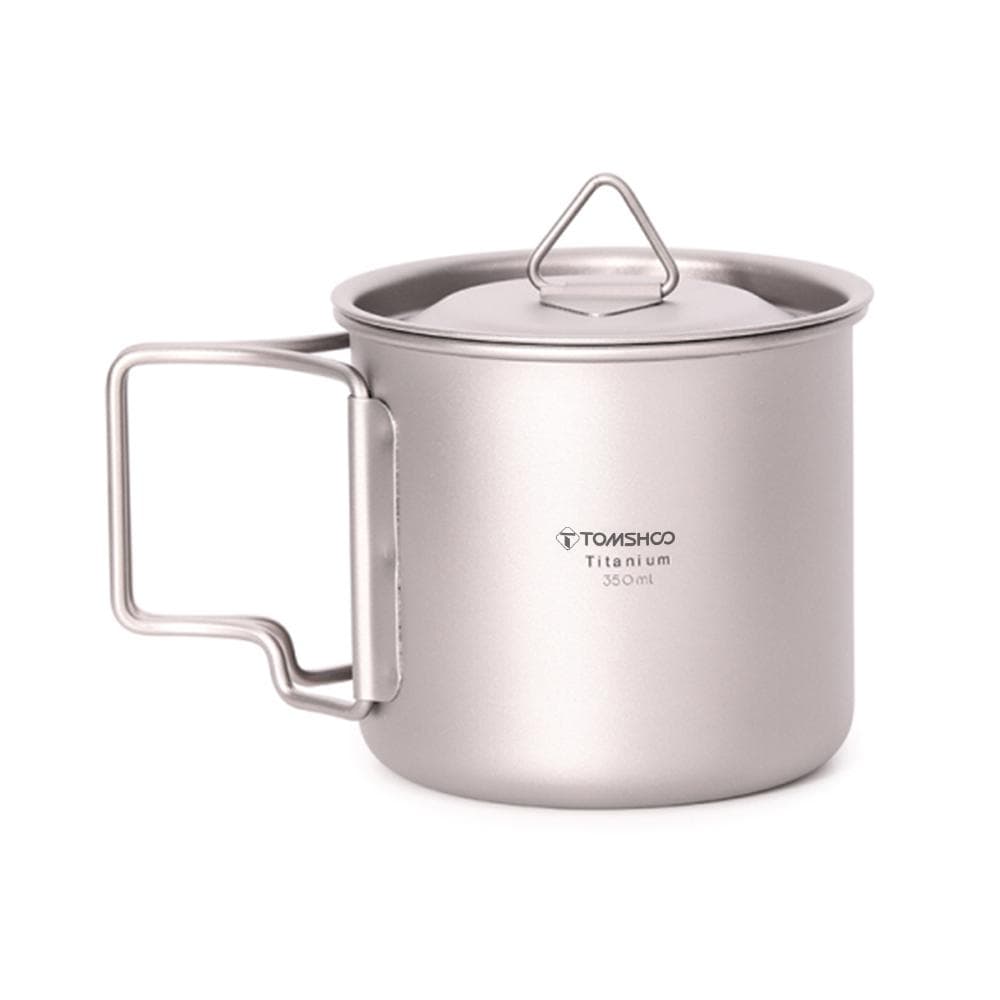 TOMSHOO Ultralight Titanium Cup Outdoor Portable 2PCS Cup Set 350ml 750ml Camping Picnic Water Cup Mug with Foldable Handle 350ml