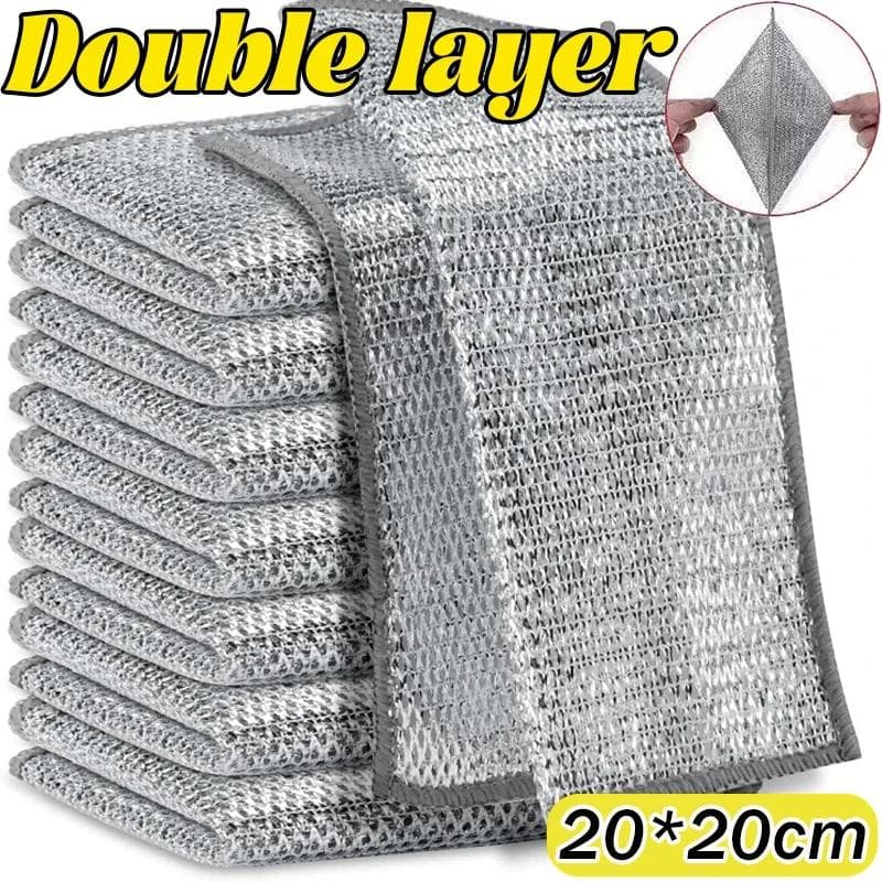 Double- Sided Metal Steel Wire Rags Household Magic Cleaning Cloth Thicken Kitchen Dish Pot Washdishing Cloths Towel Clean Tools 6pcs