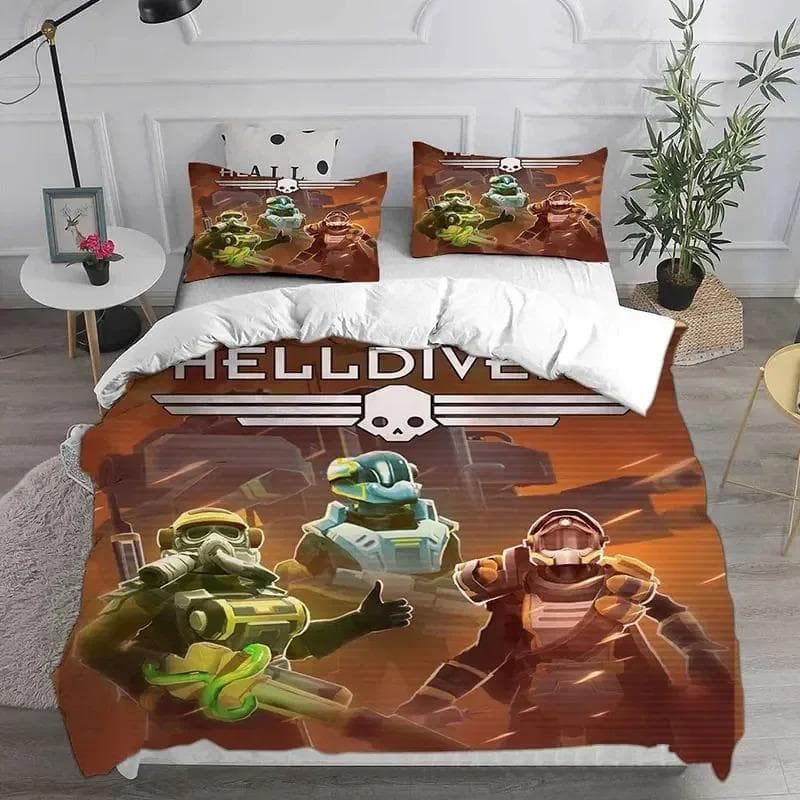 3D HELLDIVERS 2 Bedding Sets Comforter Quilt Bed Cover Duvet Cover Pillow Case Sets Kids Adult Size For Home Textiles AU King 245x210cm