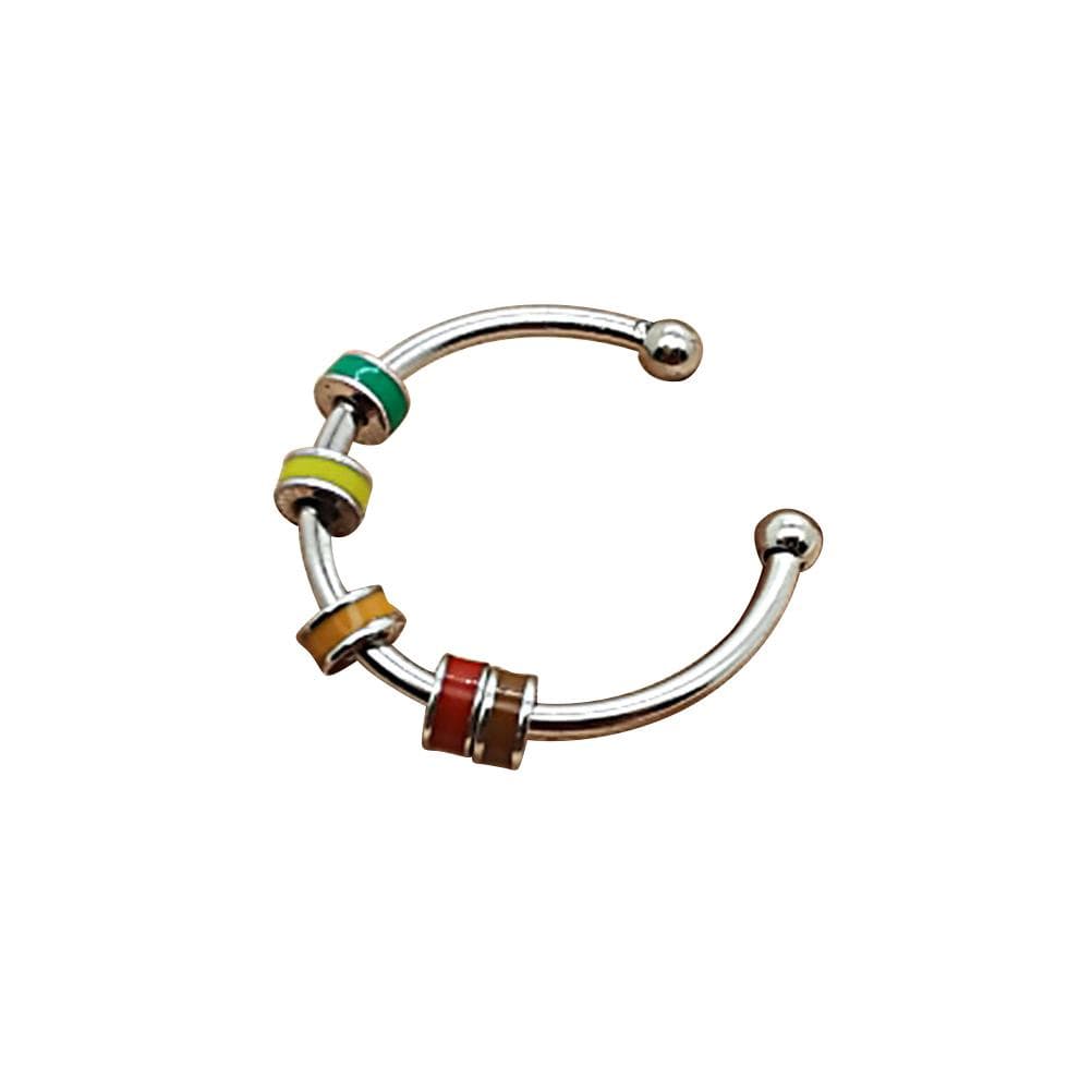 Rotating Enamel Ring 316L Stainless Steel Anxiety Finger Ring with Beads Open Ring Anxiety Relief 3
