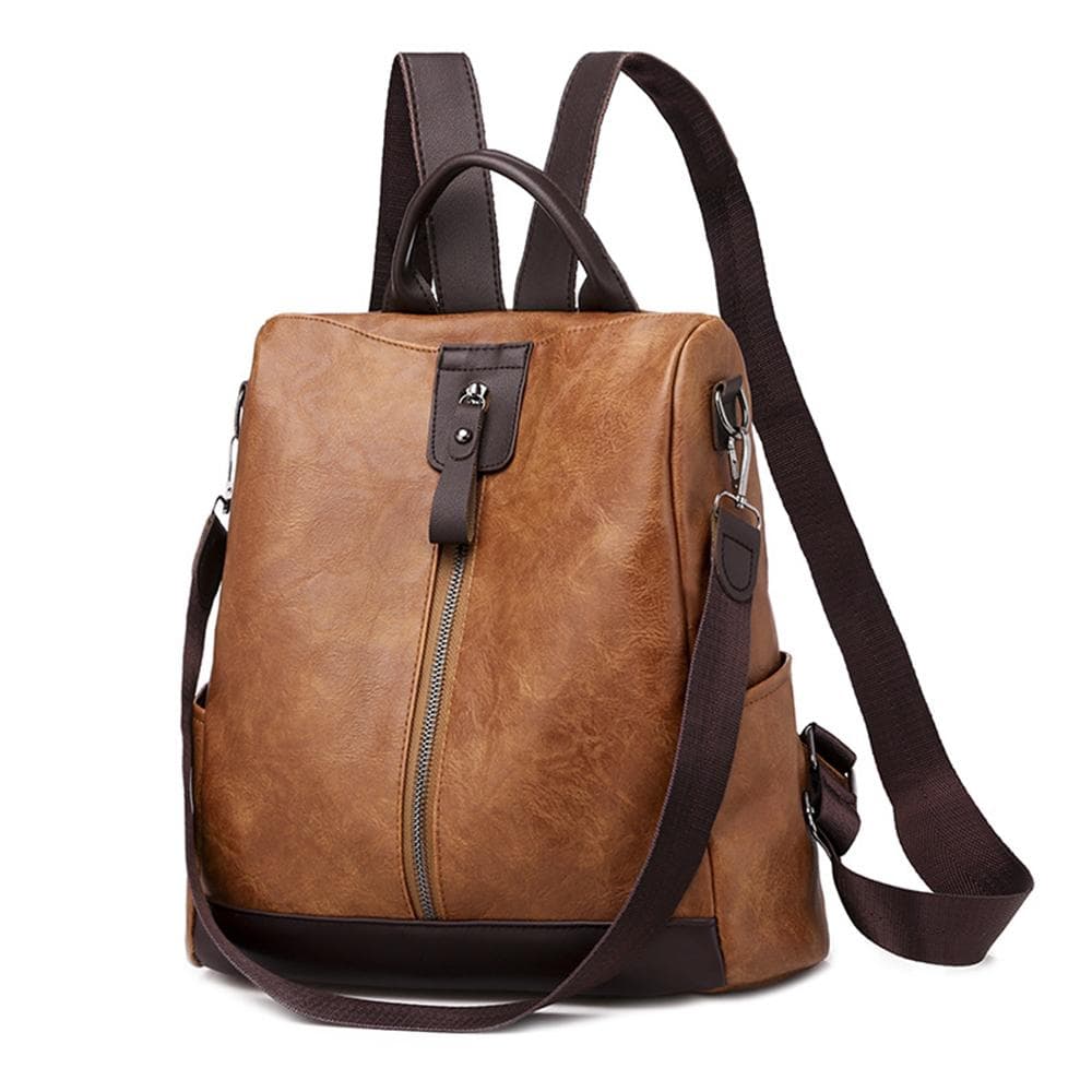 Crossborder women s backpack women s 2022 new PU women s bag European and American retro leisure brown