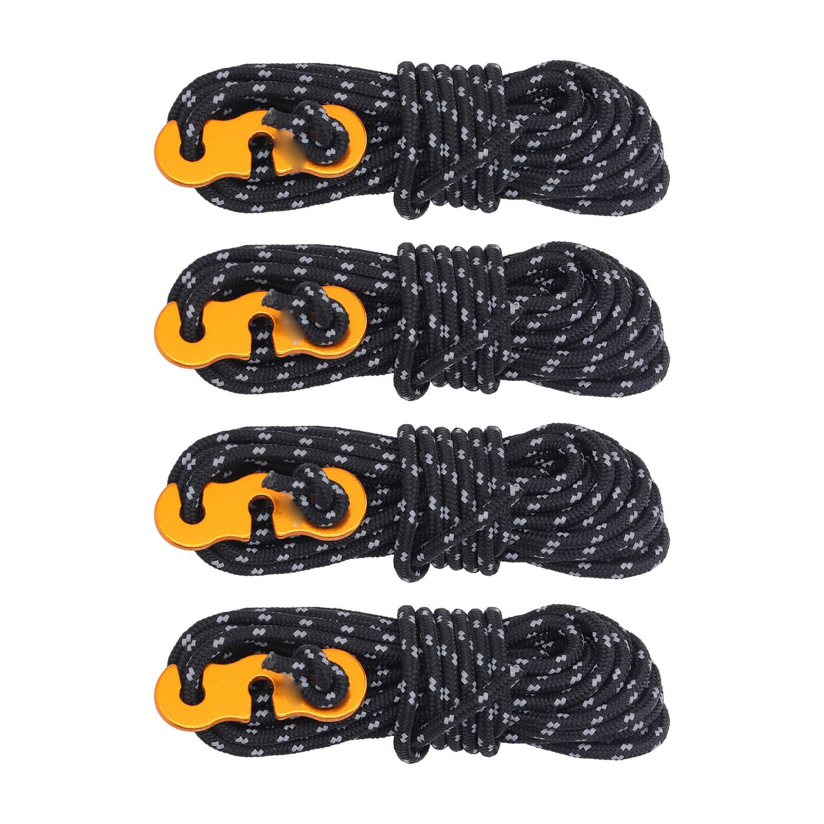 4Pcs 3mm Guy Lines Black 13.1ft Per One Reflective 573lb Load Bearing Tent Cords for Camping