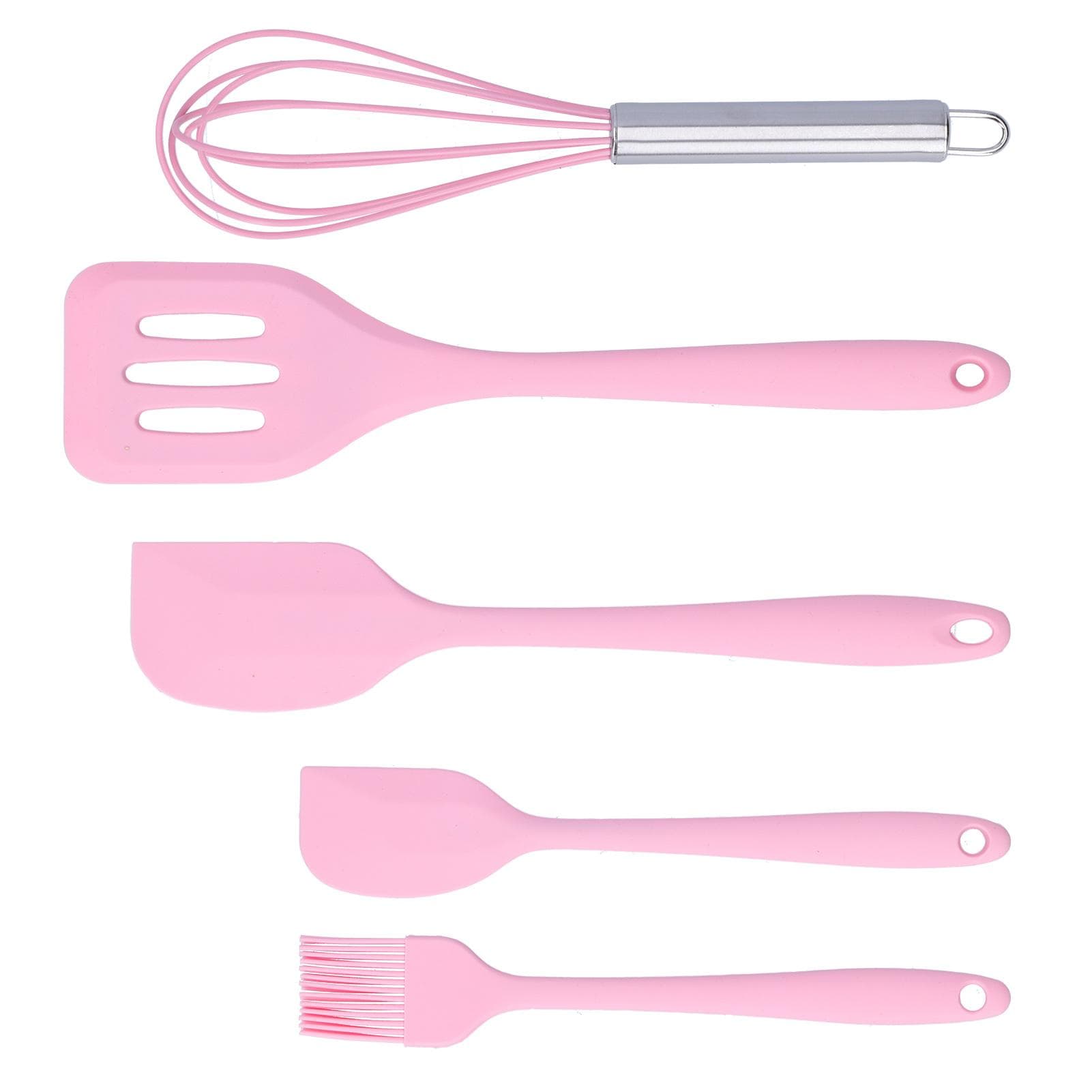 Cooking Spatula Set Silicone Baking Scraper Heat Resistant Egg Beater Kitchen Utensil(Pink ) pink