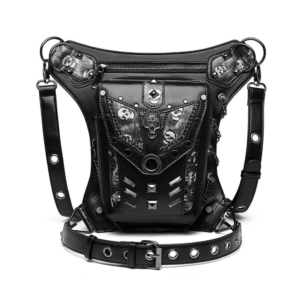 European and American Punk Chain Bag, Skull Motorcycle, Woman, Single-shoulder Crossbody Bag, Waist Bag, Man