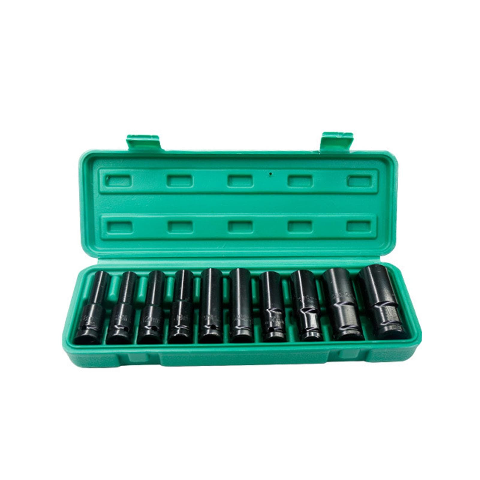 1/2Inch Drive Hex Impact Socket Set 10-Piece Deep Socket Metric Sizes Carbon Steel with 10pcs & 8-24mm black
