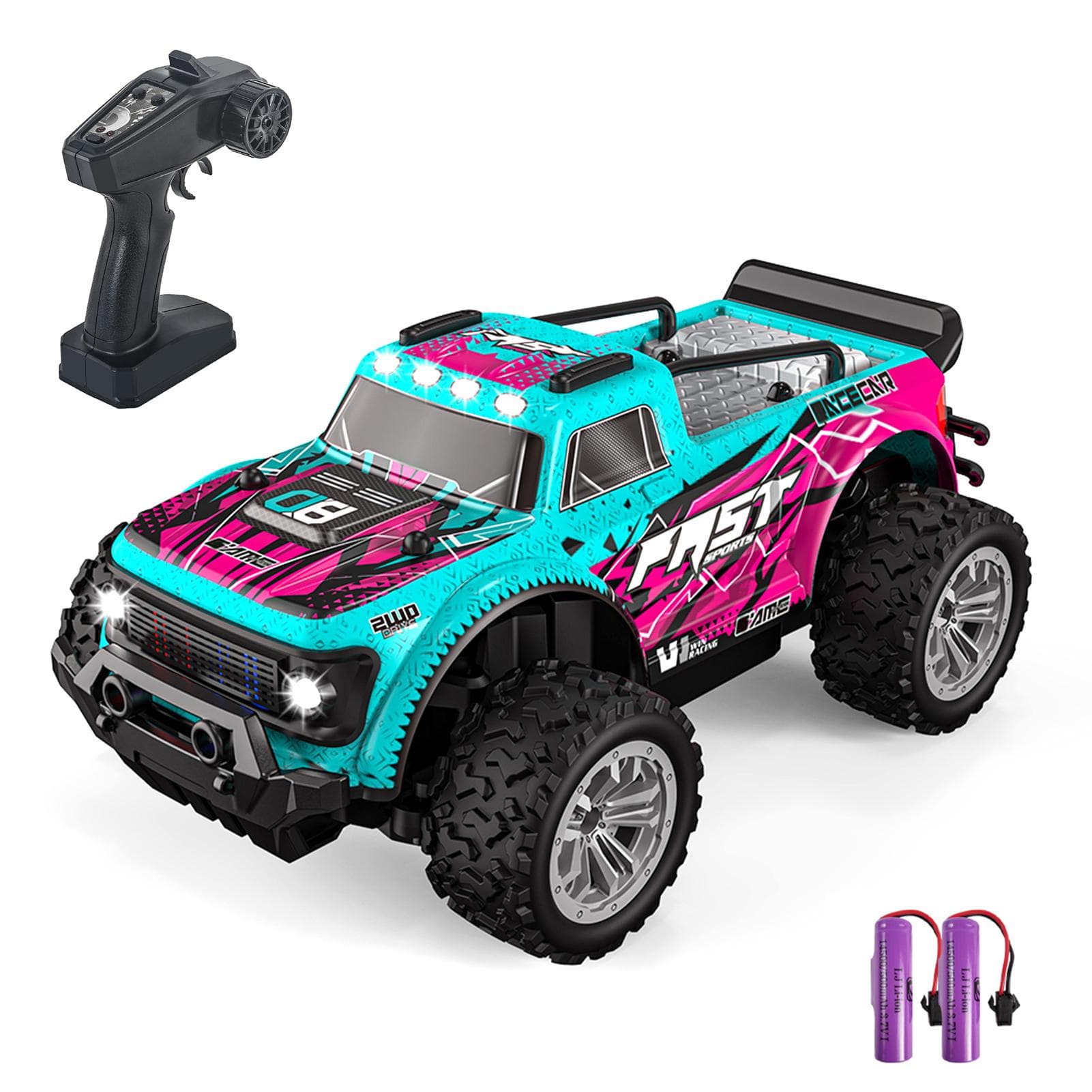 Remote Control Car 2.4GHz All Terrain Remote Control Truck Off Road Car 4WD Vehicle Gifts for Kids 2 battery