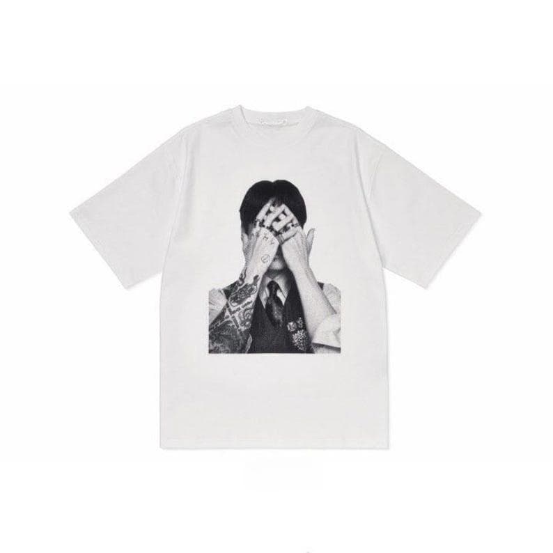 2026 BTS Summer Fashion Trendy Men Women Vintage Top Hip Hop Streetwear Oversized Tshirt Vintage Bangtan Shirt, Retro Black & White Aesthetic Shirts S brown