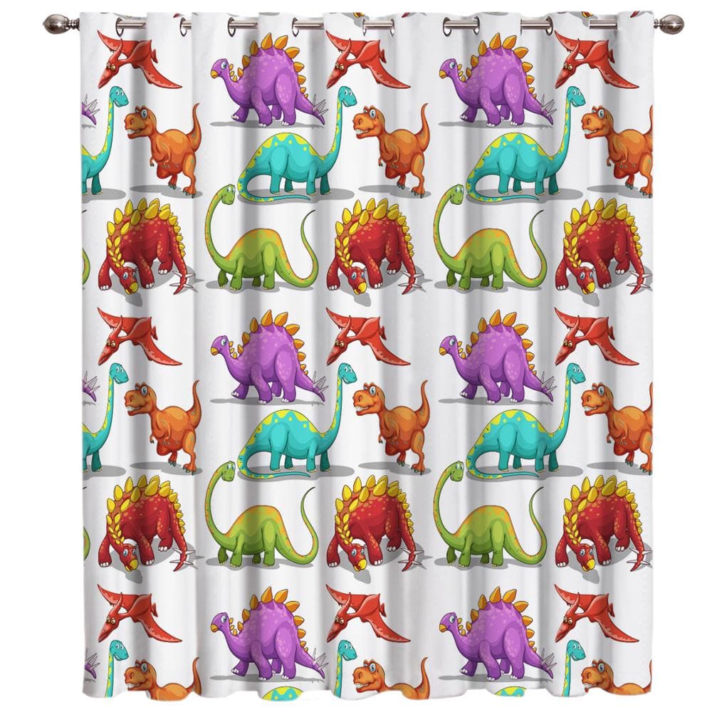 Dinosaur Cartoon Window Curtains Curtains for Living Room Decorative Items Living Room 135W x 60H(cm)