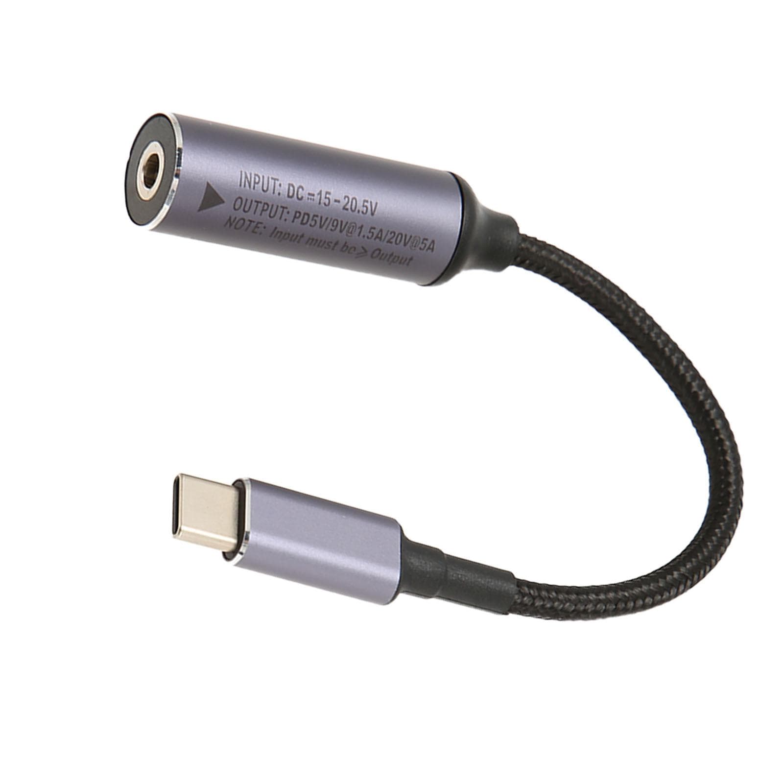 DC4.0mmx1.35mm Female Input to Type C Male Power Charging Cable Support Up to 100W Power PD Charge