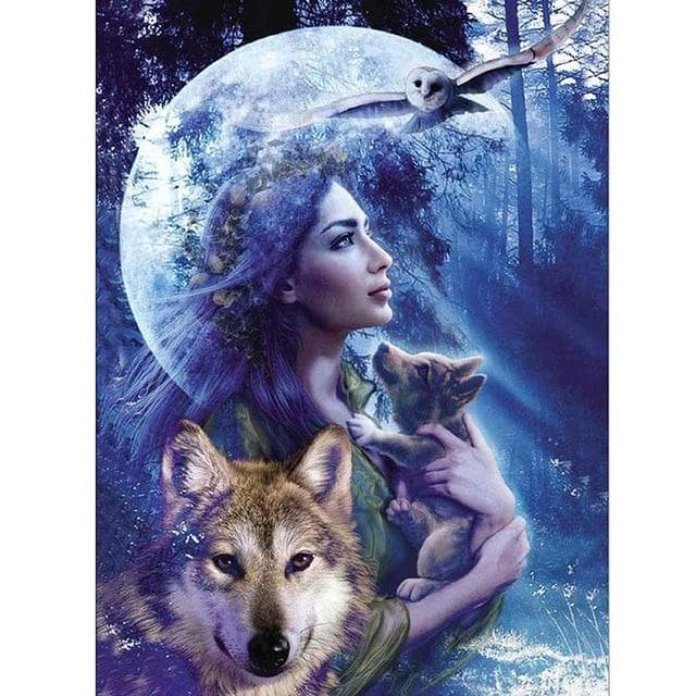 Diy 5d Diamond Snow Wolf Dimond Painting Full Round Drill Animals Embroidery Rhinestone Kit 40X50CM