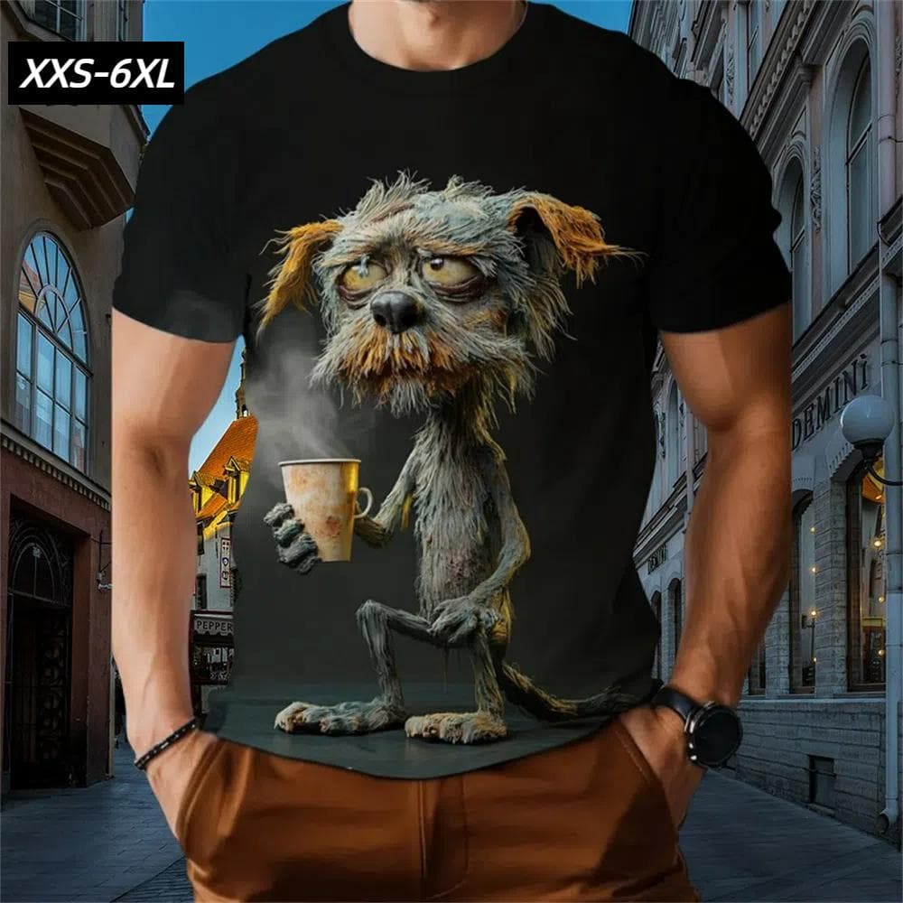 XXS-6XL Plus Size T-Shirts for Men Funny Cartoon Animal 3D Print Short Sleeve Tops Tees Summer Men's Casual Clothing Pullover 6XL