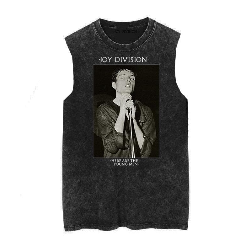 Joy Division Radio Wave Chart Happy Divisive Rock Do Old Washed Vintage Batik Sleeveless Vest Tank S