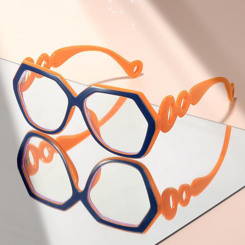 Fashionable Large Frame Flat Glasses with Thick Temple Trims Perfect for Party Face Shaping and Decoration