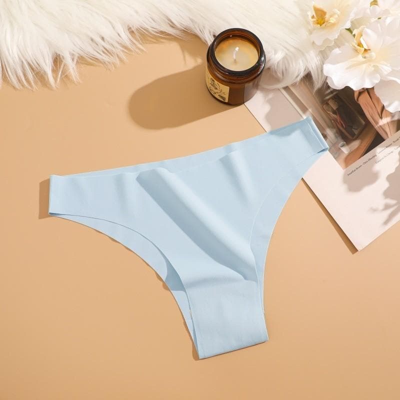 FINETOO Women Seamless and Traceless Panties Solid Color Underwear soft and Comfortable Lingerie 12 Colors S blue