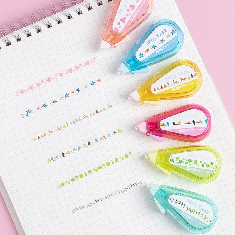New Kawaii Animals Star Heart Type Decorative Correction Tape Scrapbooking Diary Stationery School Student Supply Kit Gift red