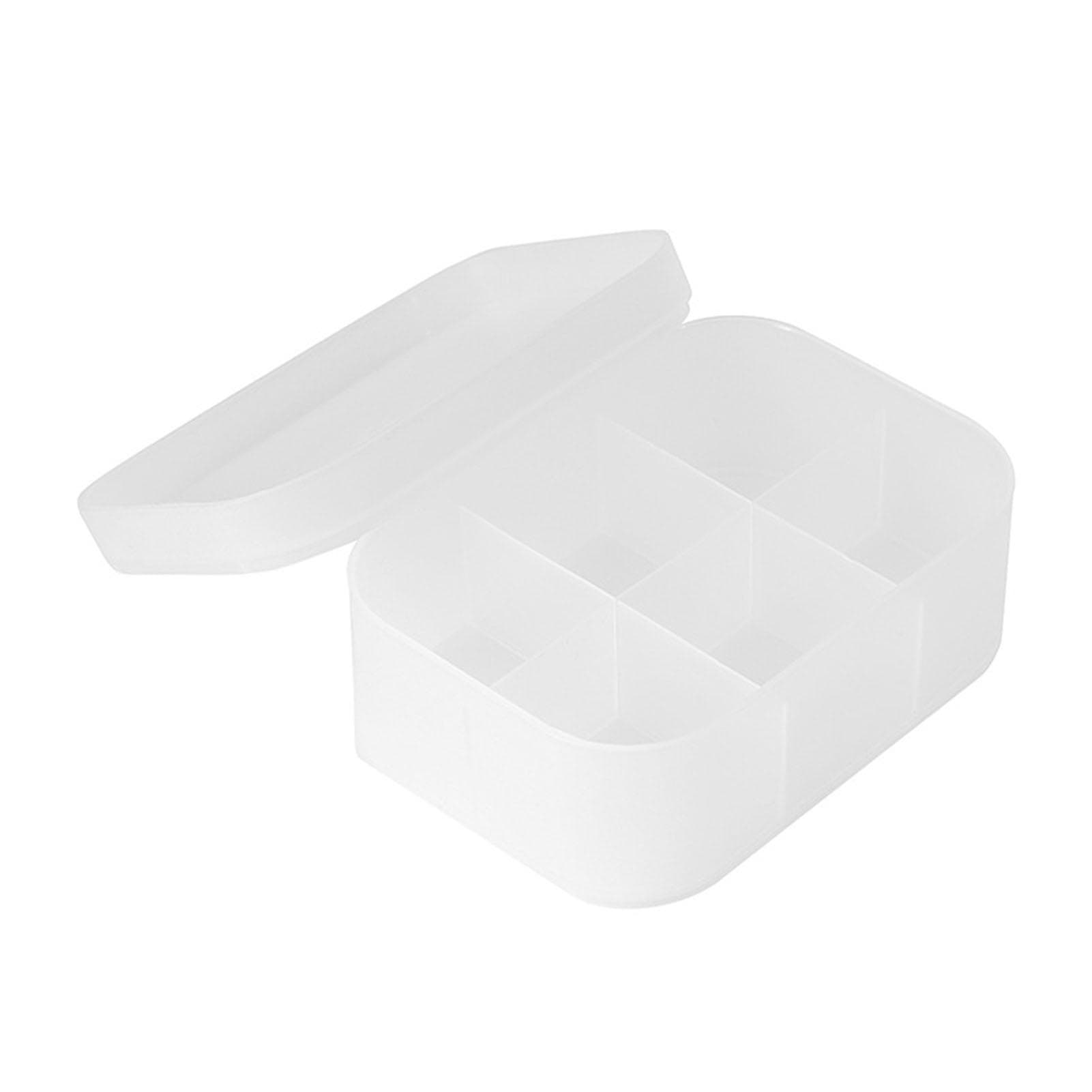 Desktop Cosmetic Organizer Plastic Frosted Clear with Lid Makeup Storage Box for Bedroom L Size S Size 6 Compartments