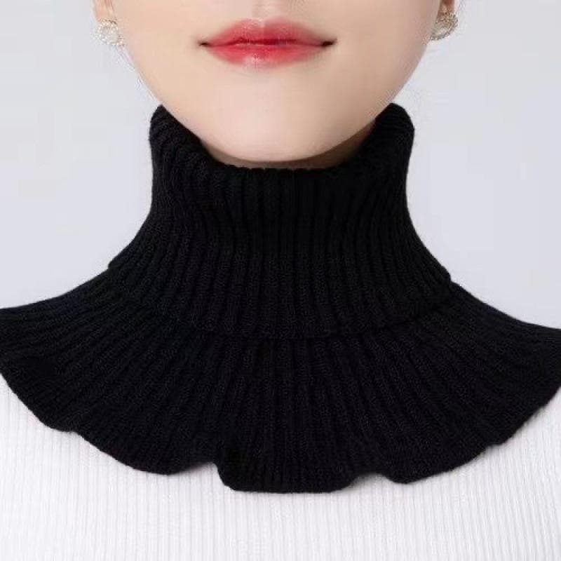 1PC Unisex Fake Turtleneck Collar Warm Autumn Winter Neck Scarf Soft Fake Collar Fashion Knitted Scarves Solid Color black