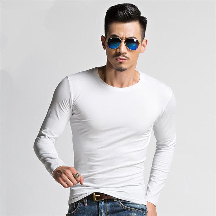 6 Colors Men Slim Long-sleeved T-shirt Tight Casual Tee L